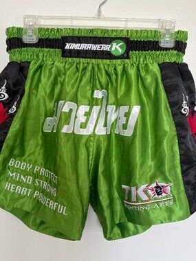 Kimurawear Muay Thai Shorts Size XL - Green Satin - TKO Fighting Arts